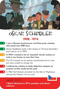 history heroes, world war two, card game, educational card game, family game, oskar schindler